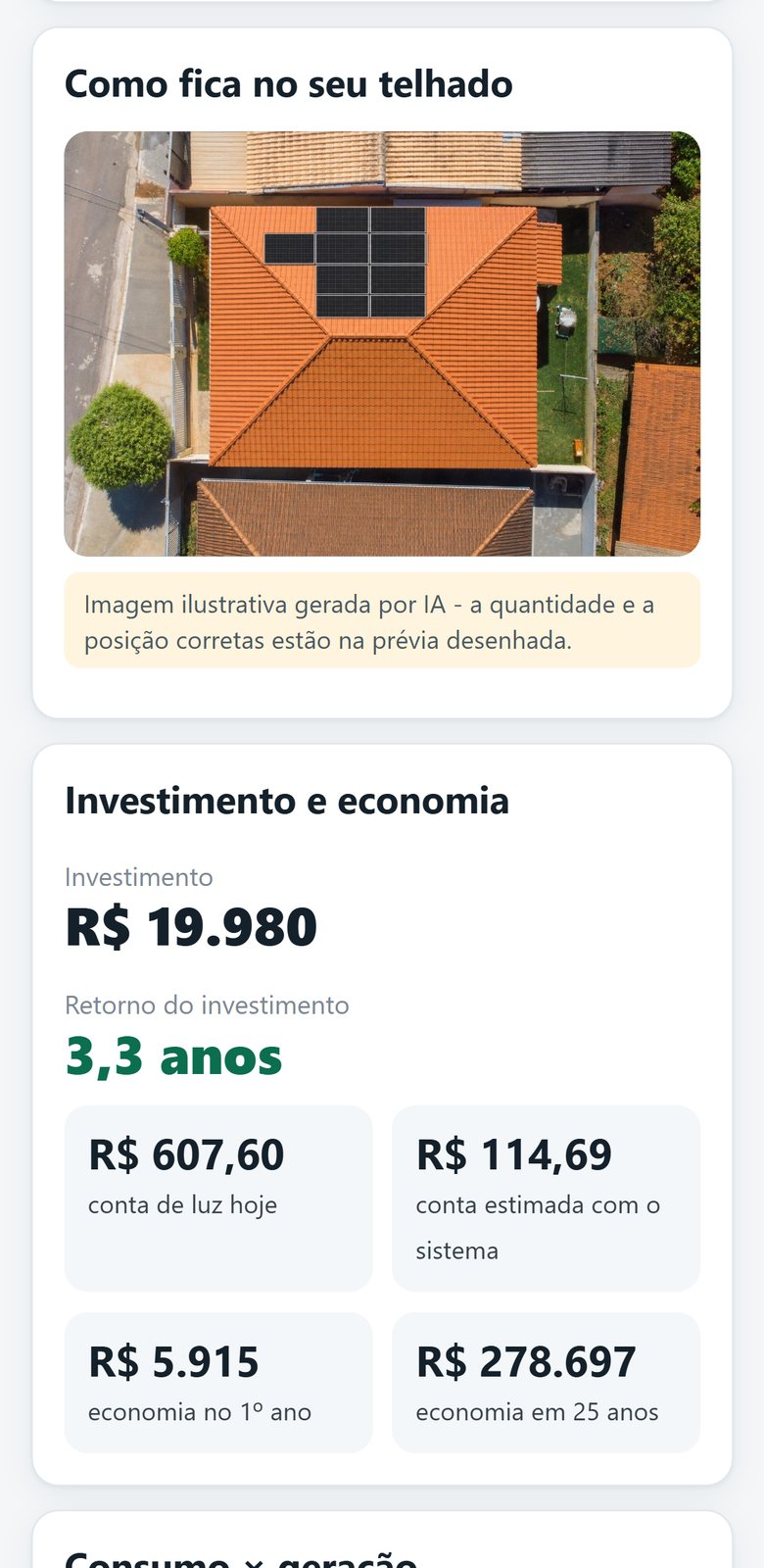 Proposta: foto do telhado com as placas