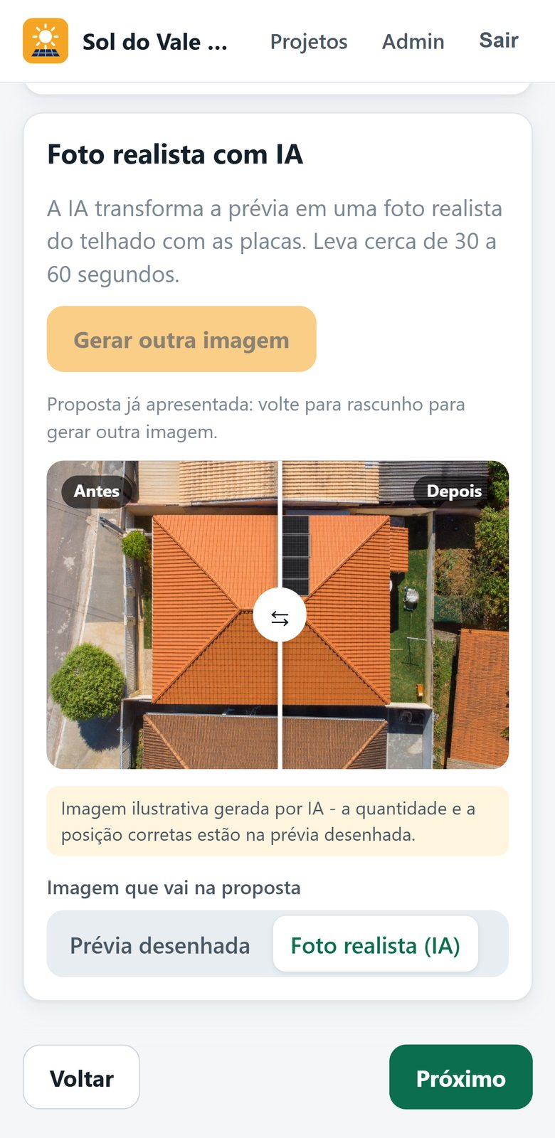 Comparador antes e depois da foto gerada pela IA
